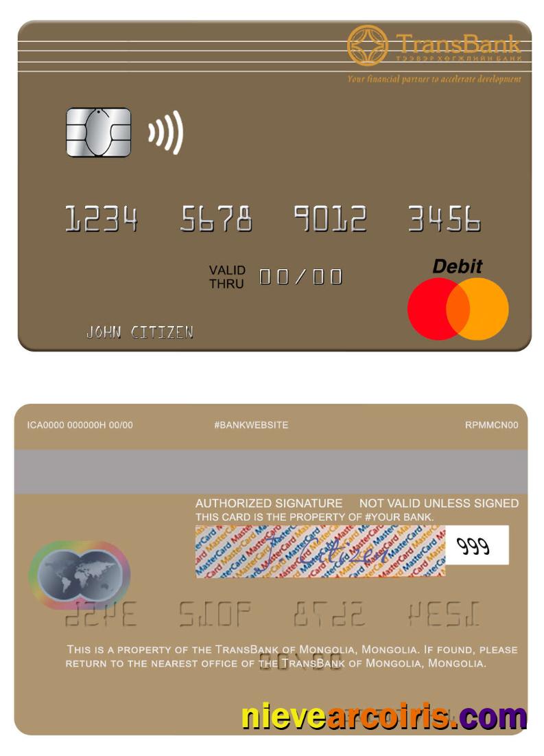 Mongolia TransBank of Mongolia mastercard